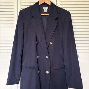 Elegant Talbots Navy Blue Double-Breasted Women's Blazer